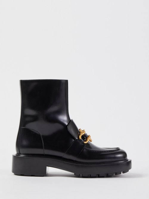 Shop Bottega Veneta Monsieur Leather Boots In Black