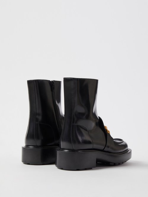 Shop Bottega Veneta Monsieur Leather Boots In Black