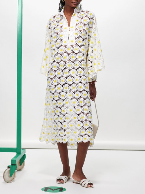 La Vie Style House – Daisy Crochet-knit Kaftan – Womens – White Yellow