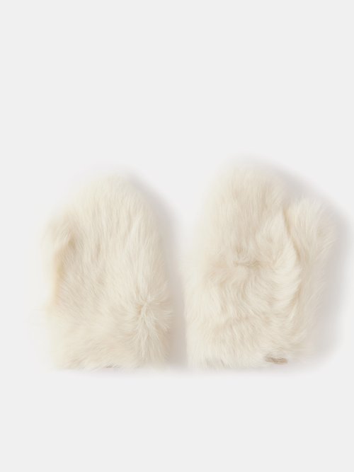 Shearling Fold Over Mittens by Pologeorgis | NYC Beige / Os