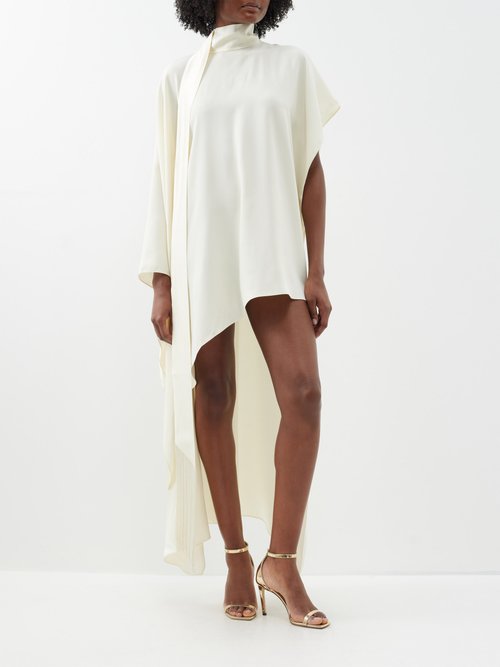 Taller Marmo - California Asymmetric Crepe Mini Kaftan Dress