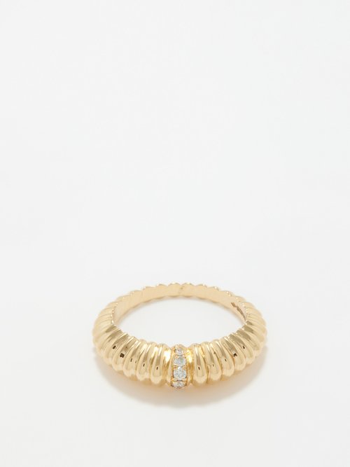 Lizzie Mandler Crescent Diamond & 18kt Gold Ring