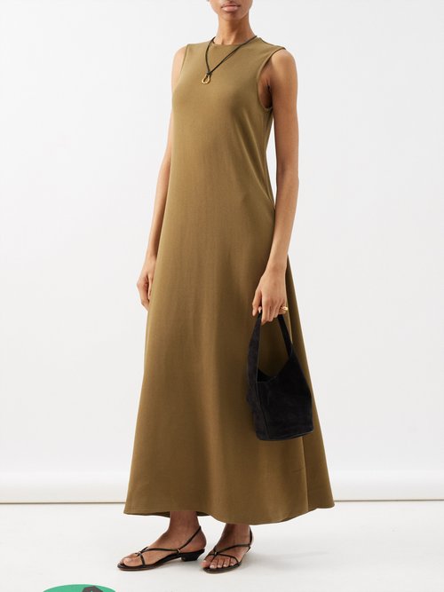 Asceno Tallin Crepe Maxi Dress Womens Khaki