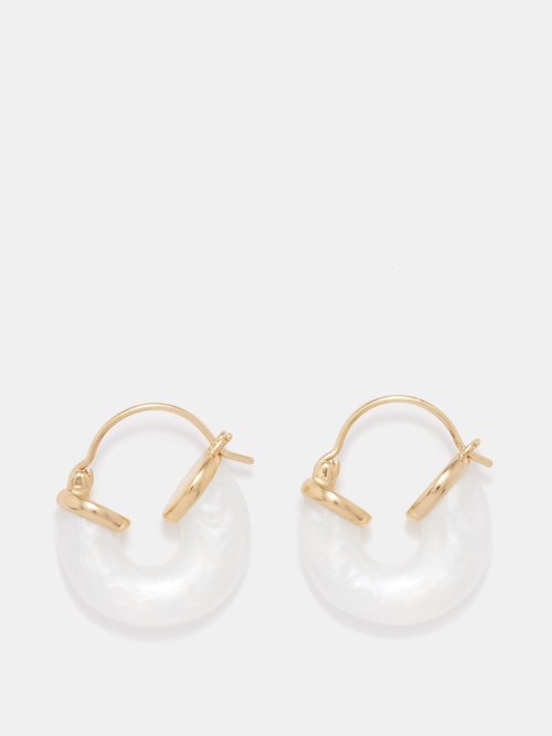 Anni Lu Iconic Gem In A Hoop 18k-gold-plated, Cubic Zirconia & Imitation  Pearl Hoop Earrings in Metallic