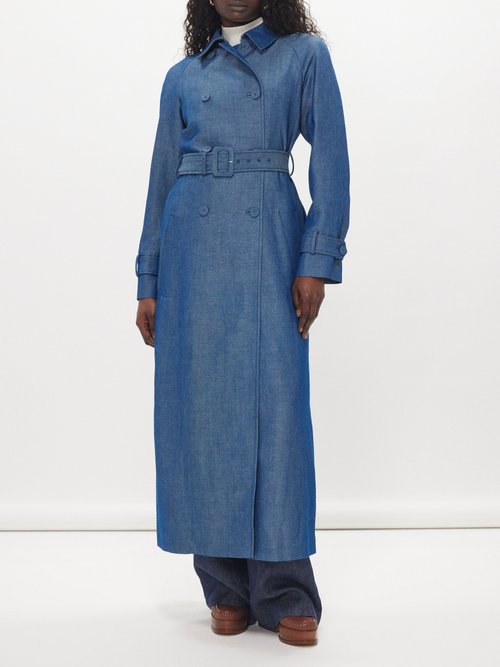 Gabriela Hearst Brawen Wool-blend Twill Trench Coat In Blue