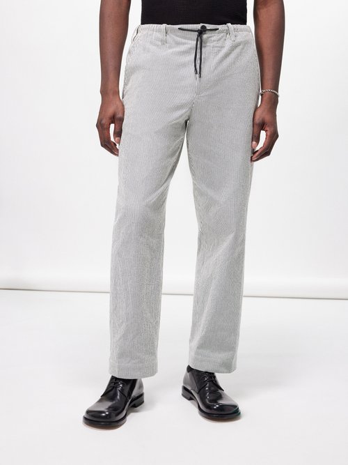 Dries Van Noten Penny Striped Cotton Suit Trousers In Ecru