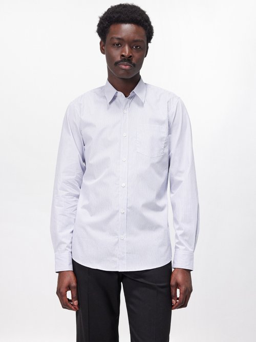 Dries Van Noten Corbino Striped Cotton-poplin Shirt In White