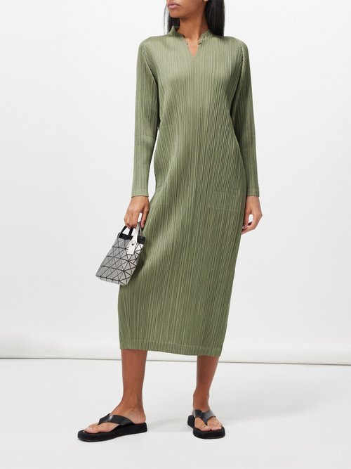 Pleats Please Issey Miyake – Technical-pleated Midi Dress – Womens – Green