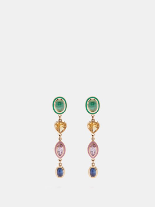 Alison Lou Sapphire & 14kt Gold Drop Earrings