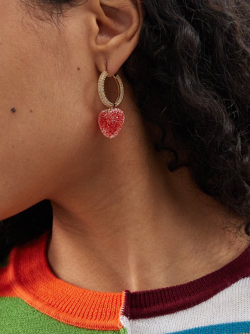 Jelly Heart Cubic Zirconia & Gold-plated Earrings