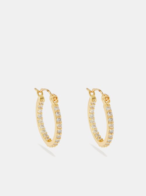 Mini Crystal & 18kt Gold-plated Hoop Earrings