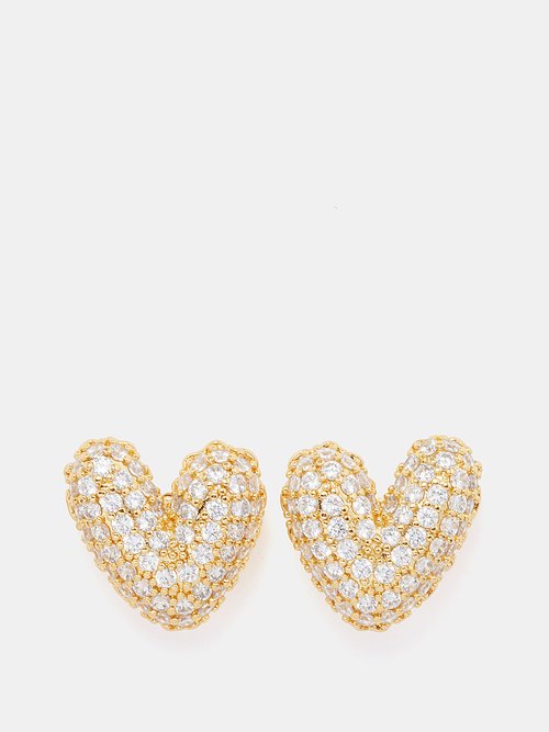 Gummy Heart Crystal & 18kt Gold-plated Earrings