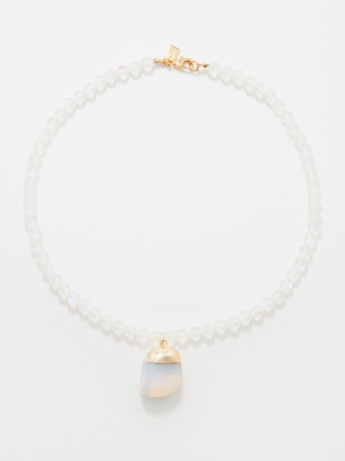 Moonstone, Opalite & 18kt Gold-plated Necklace