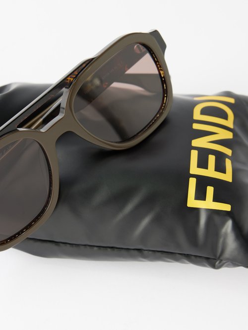 Fendi FENDIRAMA Women's Black Frame Brown Gold Lens Round