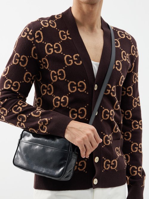 Brown GG-logo coated-canvas cross-body bag, Gucci