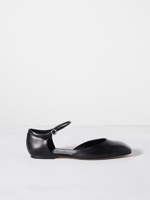 Aeyde – Miri Square-toe Leather Mary Jane Flat Pumps – Womens – Black