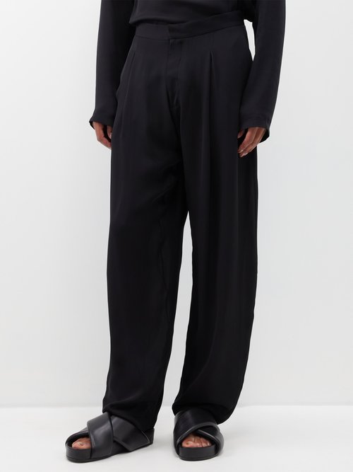 Albus Lumen Manus Silk-georgette Wide-leg Trousers In Black