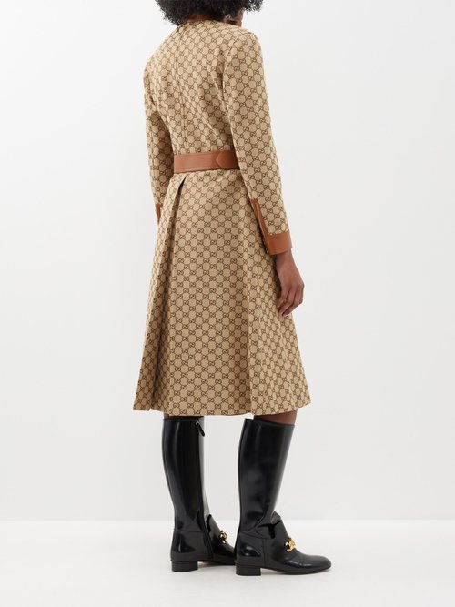 Gucci Gg-jacquard Cotton-blend Canvas Trench Coat In Beige