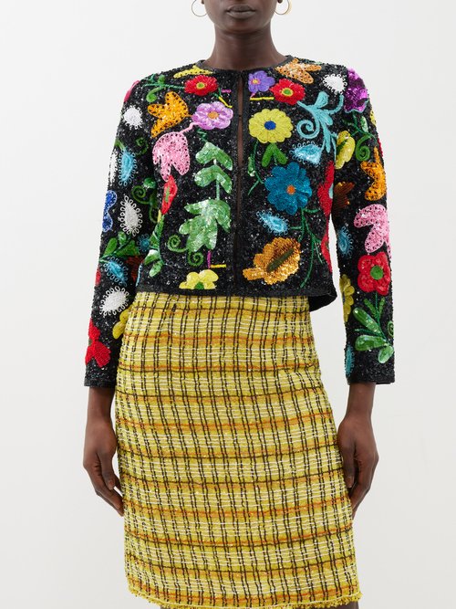 Ashish Folk Floral Bead And Sequin Jacket In Multi