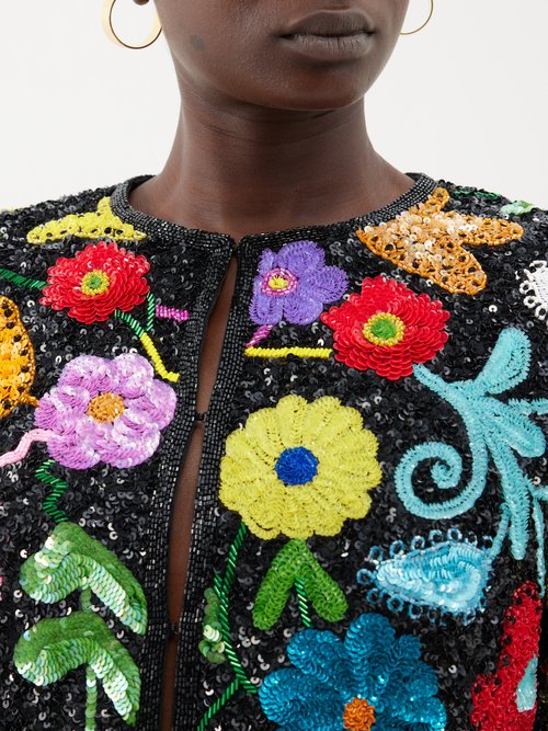 Ashish Folk Floral Bead And Sequin Jacket | Smart Closet