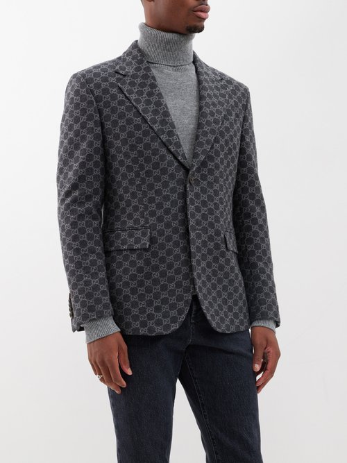 GG-embossed leather suit blazer