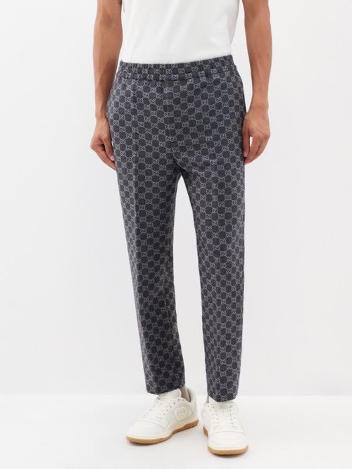 Gucci Gg Flannel Wool Jogging Pant In Grey | ModeSens