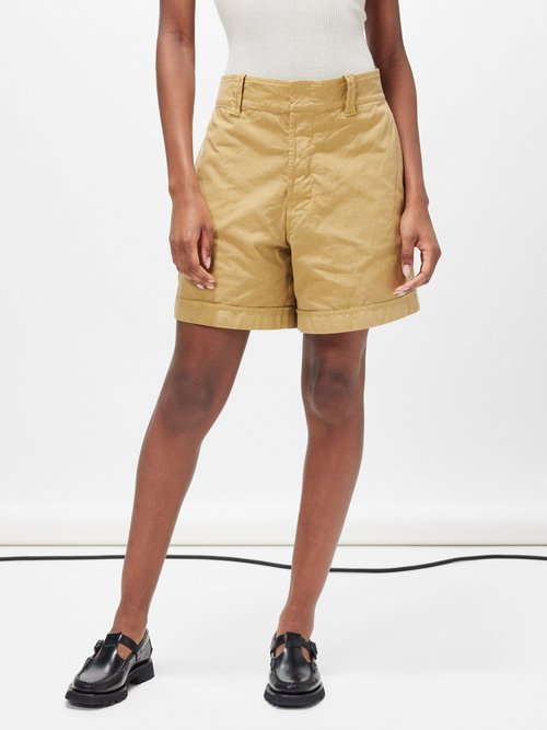 Fortela Turn-up Cotton-canvas Bermuda Shorts In Camel