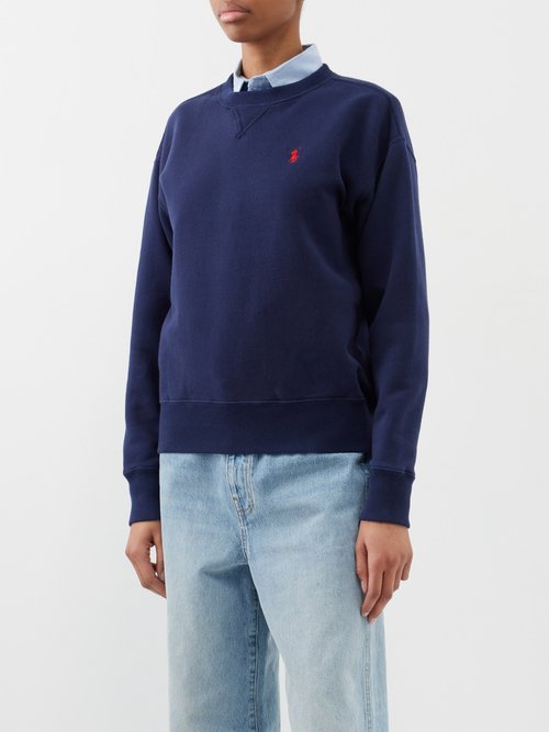 Polo Ralph Lauren Crewneck Cotton Sweatshirt  In Blue