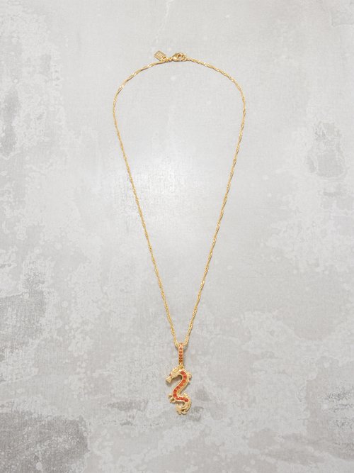 Dragon Cubic Zirconia & 18kt Gold-plated Necklace