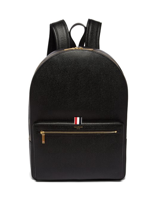 Logo-stamped structured pebbled-leather backpack