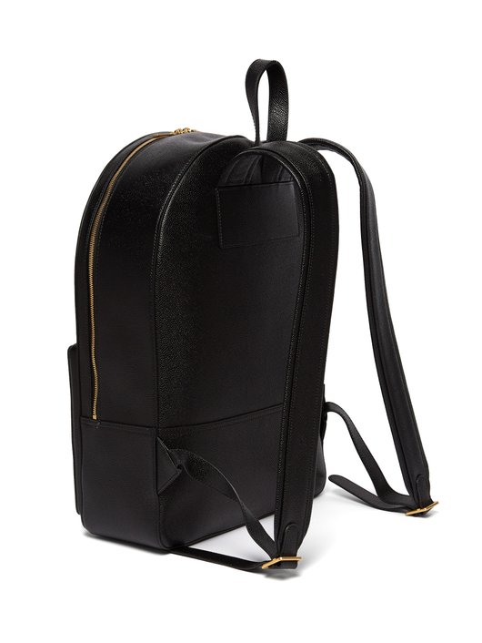 Logo-stamped structured pebbled-leather backpack