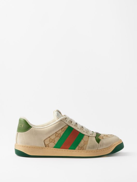 Gucci Screener distressed GG Supreme & leather trainers