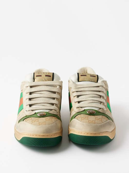 Gucci Screener distressed GG Supreme & leather trainers