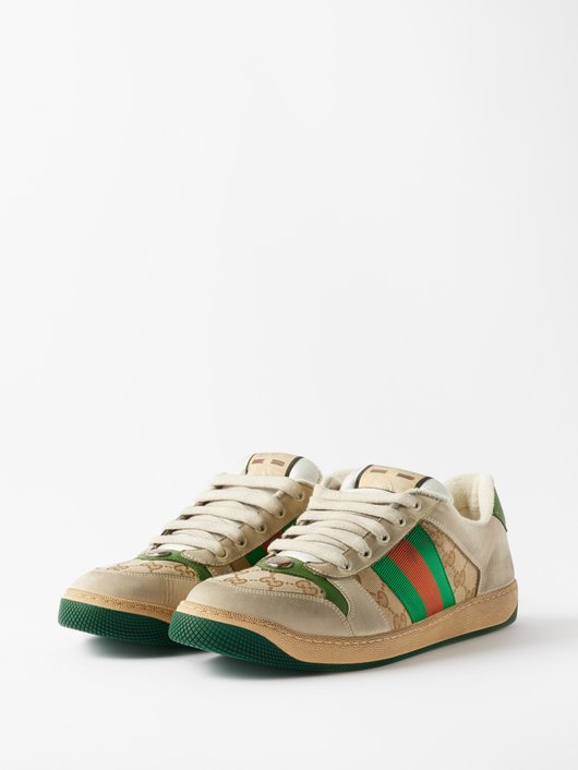 Gucci Screener distressed GG Supreme & leather trainers