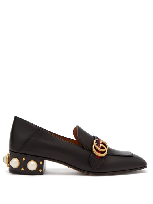 Peyton faux-pearl embellished leather loafers