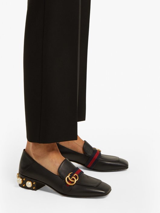 Peyton faux-pearl embellished leather loafers