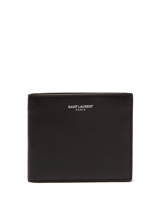 Logo-print leather bi-fold wallet