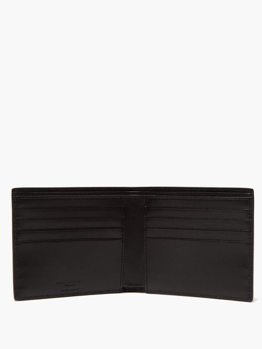 Logo-print leather bi-fold wallet