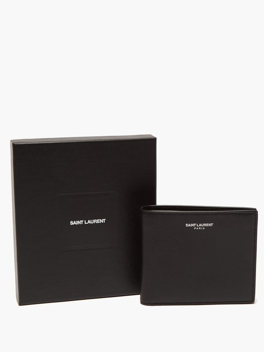 Logo-print leather bi-fold wallet