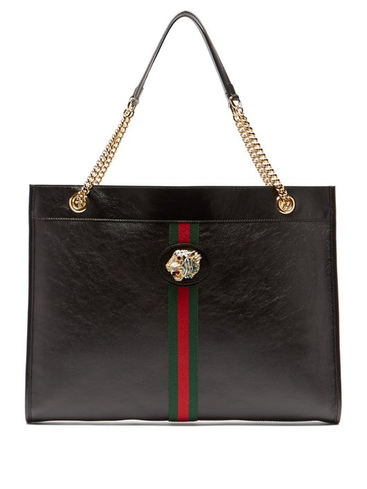 TÚI GUCCI Rajah Web-striped leather tote bag