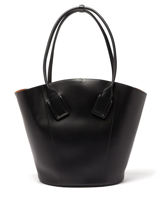 Basket large leather tote bag