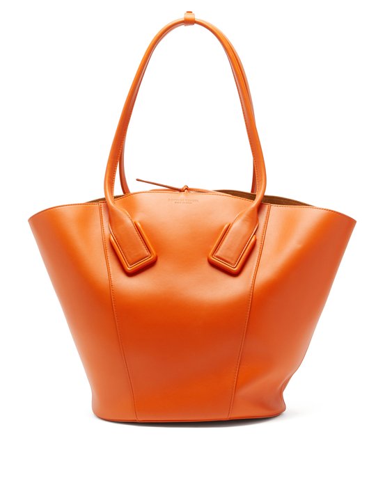 Basket large leather tote bag