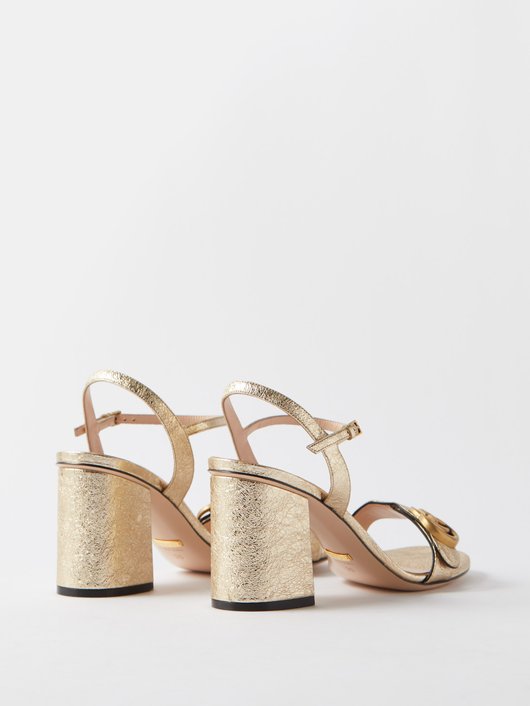 GG Marmont block-heel metallic-leather sandals