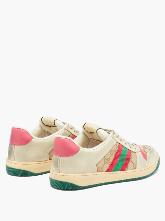 Gucci Screener GG-logo distressed-leather trainers