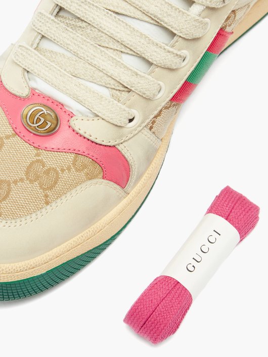 Gucci Screener GG-logo distressed-leather trainers