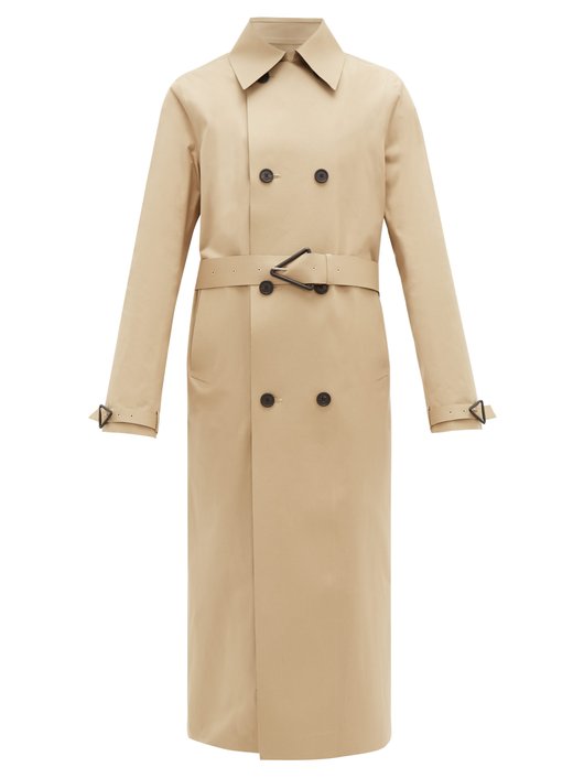 Double-breasted twill trench coat