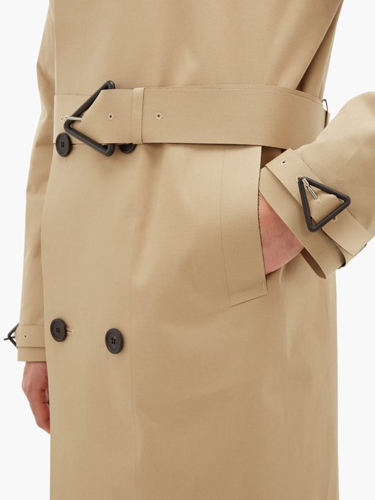 Double-breasted twill trench coat