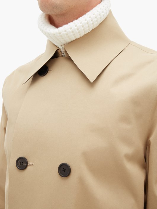 Double-breasted twill trench coat