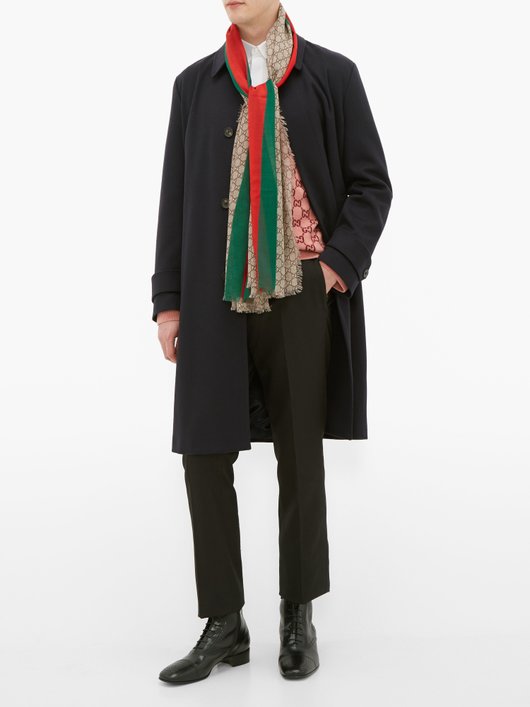 Gucci GG-print raw-edged wool scarf