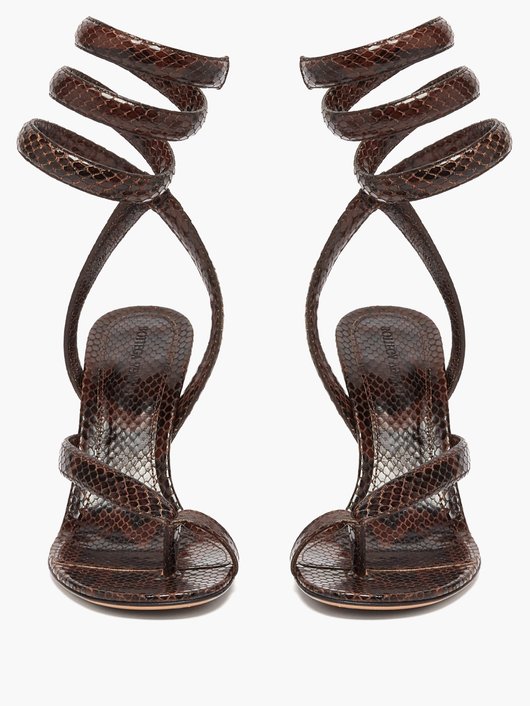 The Spiral wraparound snake-effect leather sandals